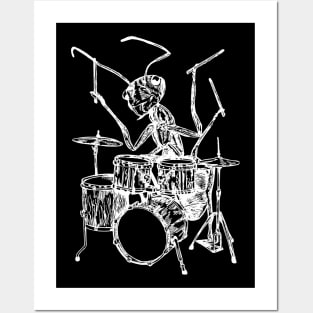 SEEMBO Ant Playing Drums Drummer Musician Drumming Fun Band Posters and Art